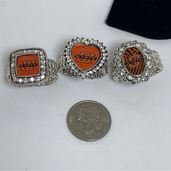 Oklahoma State University Silver, Black and Orange Stretch Rings - Picture 7 of 7